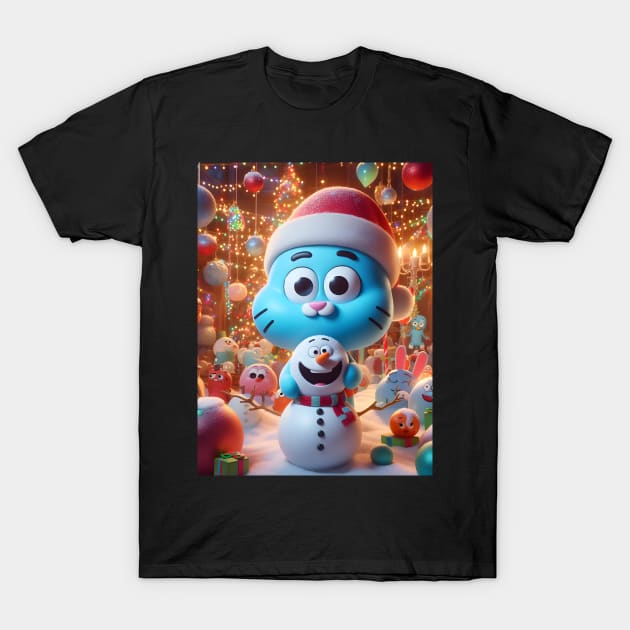 Whimsical Wonderland Unleashed: Gumball Christmas Art for Iconic Cartoon Holiday Designs! T-Shirt by insaneLEDP
